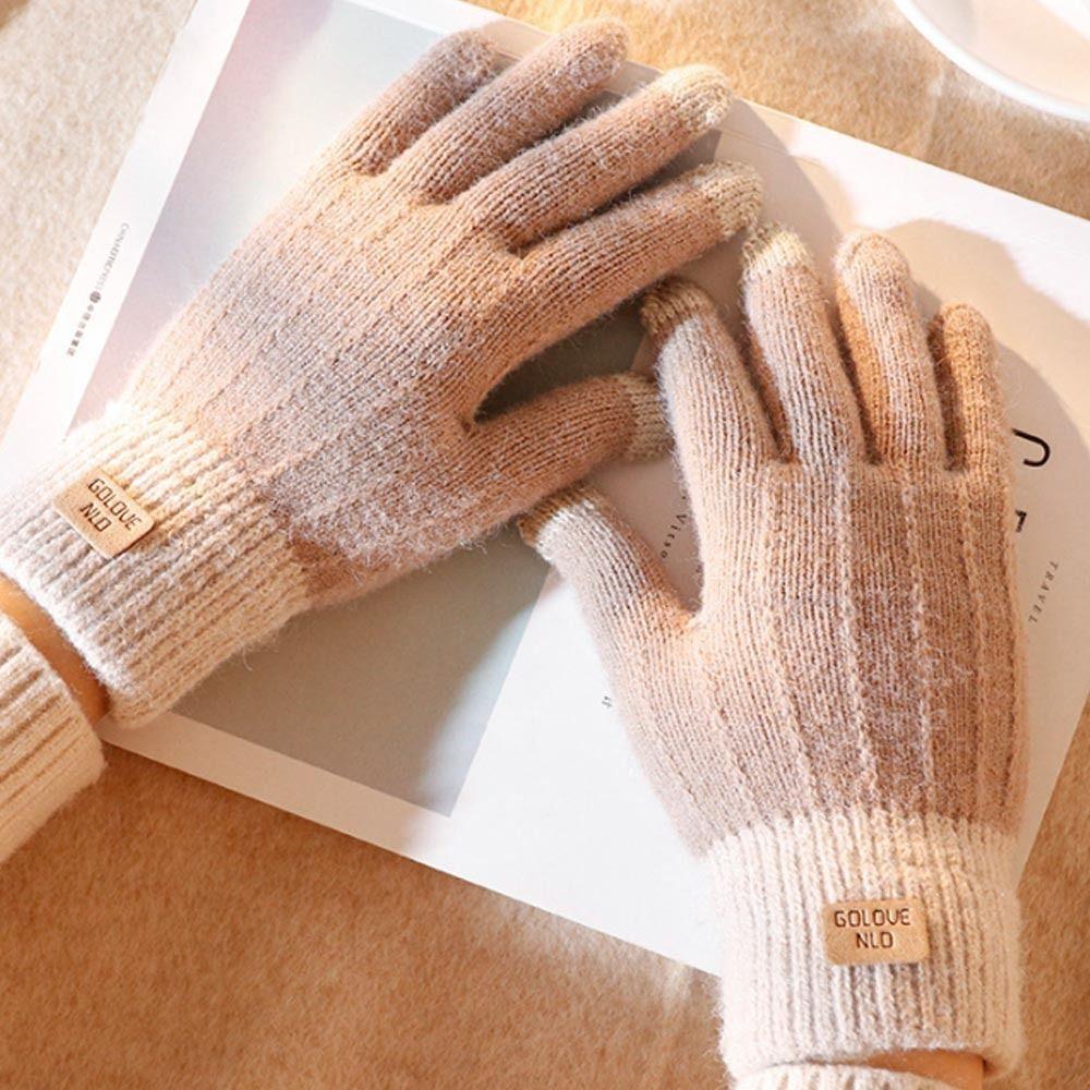 Plus Velvet Touch Screen Mittens Thicken Knitted Gloves Outdoors   Men Women