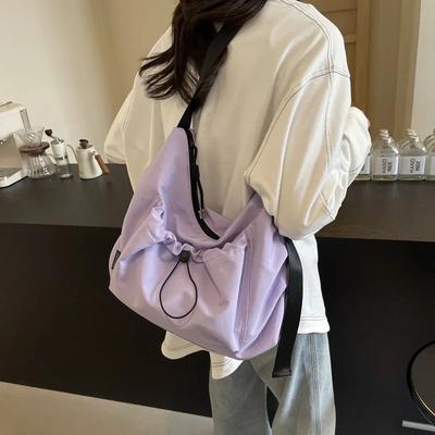 Casual Solid Nylon Half Moon Shoulder Bags Zipper Large Capacity Simple Leisure Sports Crossbody Bags