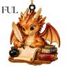 Creative Holiday Ornament for Garden Bookish Dragon Ornament, Fantasy Book Dragons Christmas Hanging Whimsical Decor Bookshelf Decoration, Acrylic