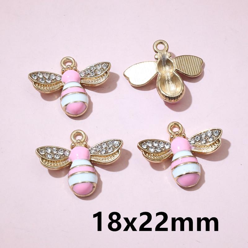 10pcs Enamel Flower Bee Honey Honeycomb Charms Pendant Alloy Metal for Necklace Earrings Bracelet DIY Jewelry Making Accessories