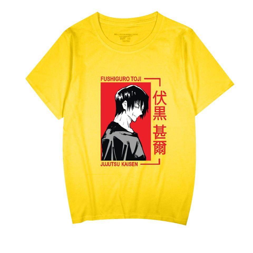 

Jujutsu Kaisen T-Shirt Cartoon Print Summer Clothing Oversized Short Sleeve Funny Casual Women Top XXS жовтий