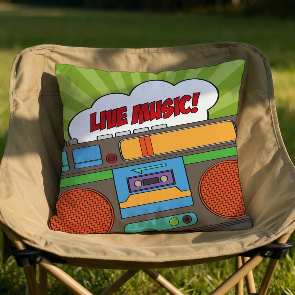 Retro Speaker Piano Rock Cushion Cover Soft Reversible Durable Pillow Cover MultiScene Use for Home Car Daily Comfort
