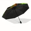 1pc Parrot Feathers Automatic Open/Close Exquisite Umbrella Sturdy Iron Frame, Compact Travel Umbrella, Intricate Design Umbrella A0829087