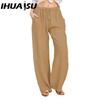 IHUASU 10Color Women's Fashion Casual Solid Color Print  Pants & Capris