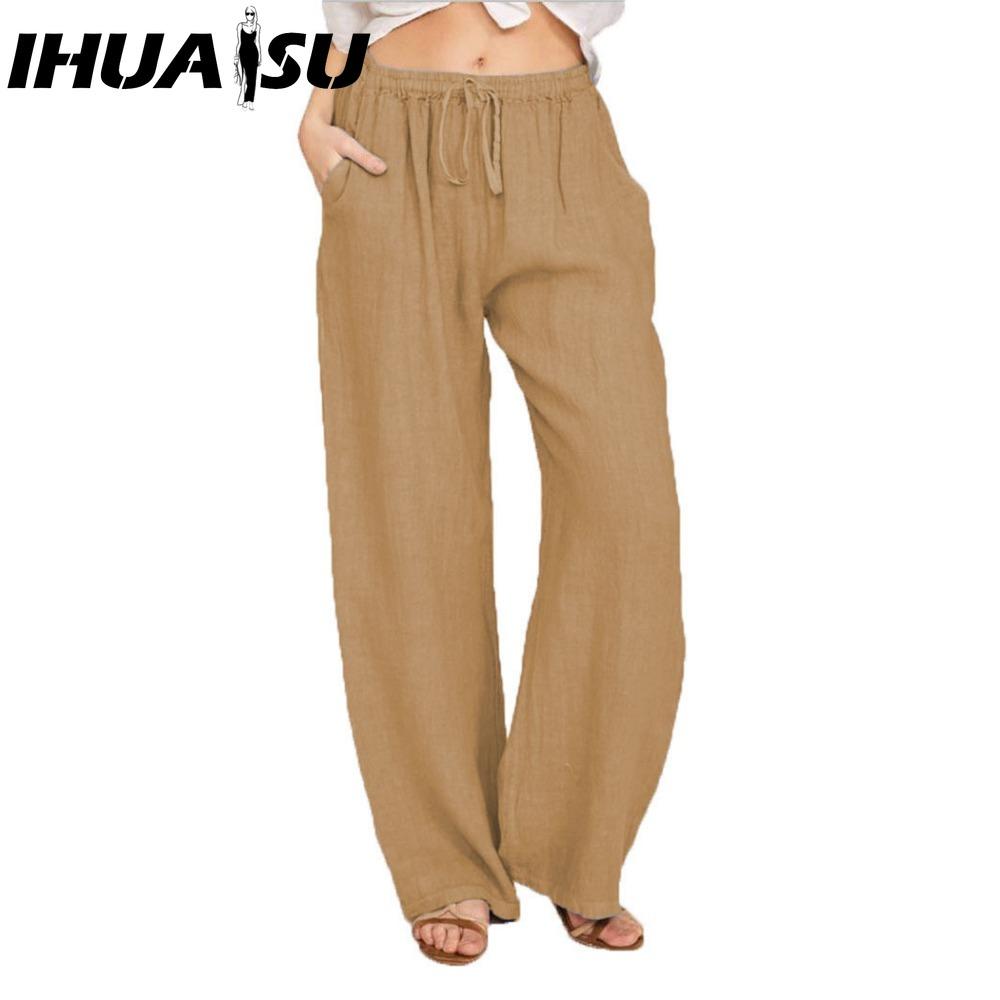 IHUASU 10Color Women's Fashion Casual Solid Color Print Pants & Capris