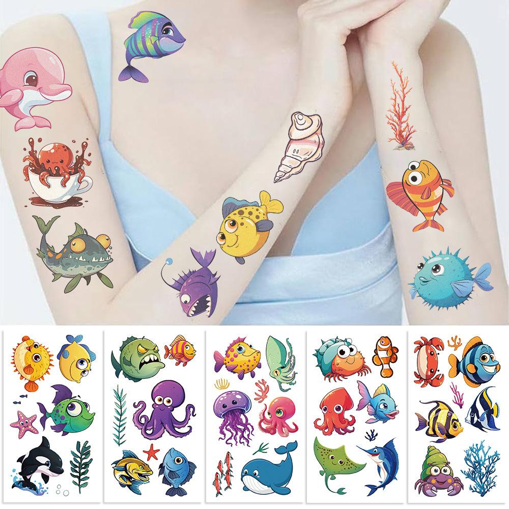 New Cartoon Undersea Animal Tattoo Stickers Can Waterproof Party Party Gift Funny DIY Fun Face Stickers
