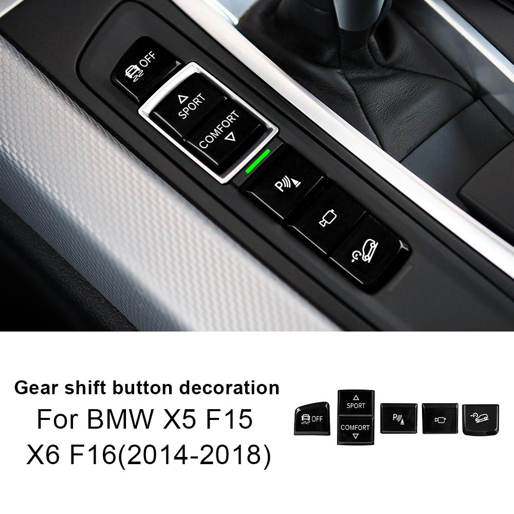 Interior Moulding Button Set for BMW X5 F15 X6 F16 2014-2018 ABS Sport Eco Pro ESP Anti-slip Radar Sensor Switch Cover for F15 2014-2018 чёрный