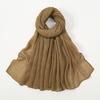 Big Size Pleated Shimmer Cotton Hijab Scarf For Women Muslim Long Shawls Solid Headscarf Wraps Islamic Headband Turban 180*90cm