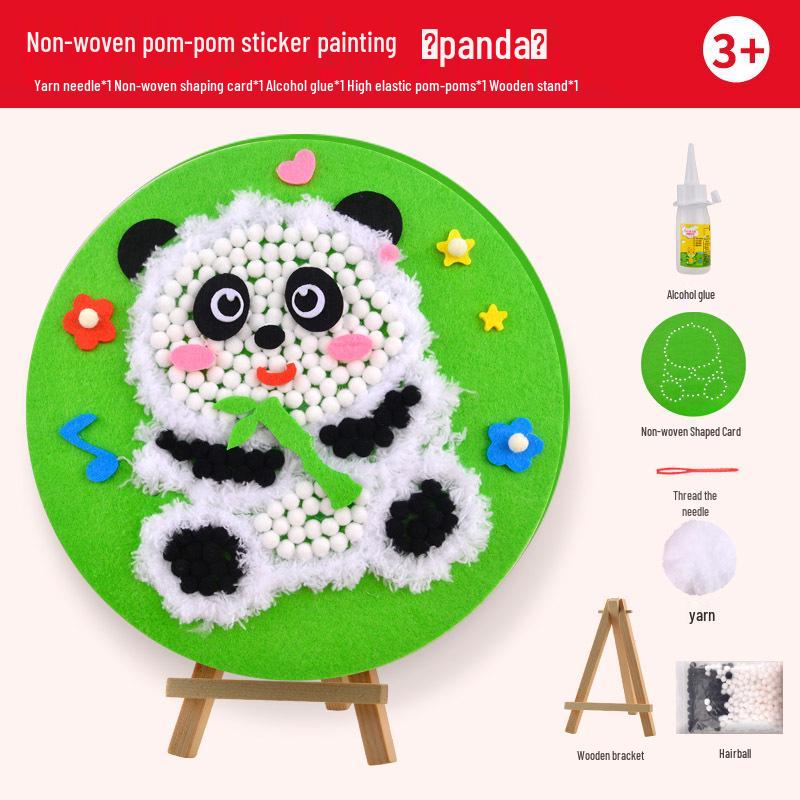 Hibiscus Angel Wool Embroidery & Pom-Pom Fabric Craft Kit for Kids