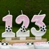 Soccer Birthday Memories Pink Candles White Girl Number Football Candle Cake Decoration Children's Surprises Room Decor Candle