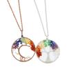 Handmade 7-Color Crystal Money Tree Pendant Necklace with Natural Stone