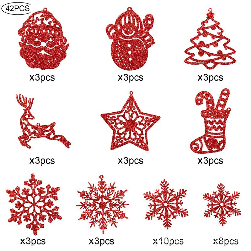 20Pcs Christmas Tree Decoration Hanging Ornaments Tree Snowman Reindeer Santa Snowflake Ornaments for New Year Winter Party