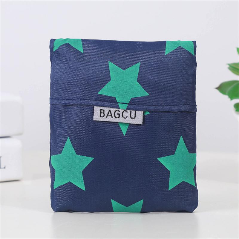 1pc Shopping Bag Eco-friendly Folding Reusable Portable Shoulder Hand Bag Polyester Foldable Shop Bags For Travel Grocery Marke