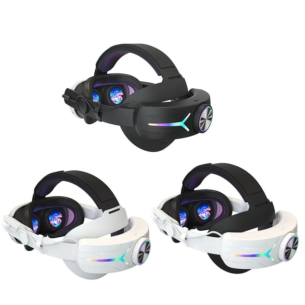For Meta Quest 3 RGB Head Strap Adjustable Elite VR Head Strap with Pressure Reduction&Rechargeable 8000mAh Battery Accessories