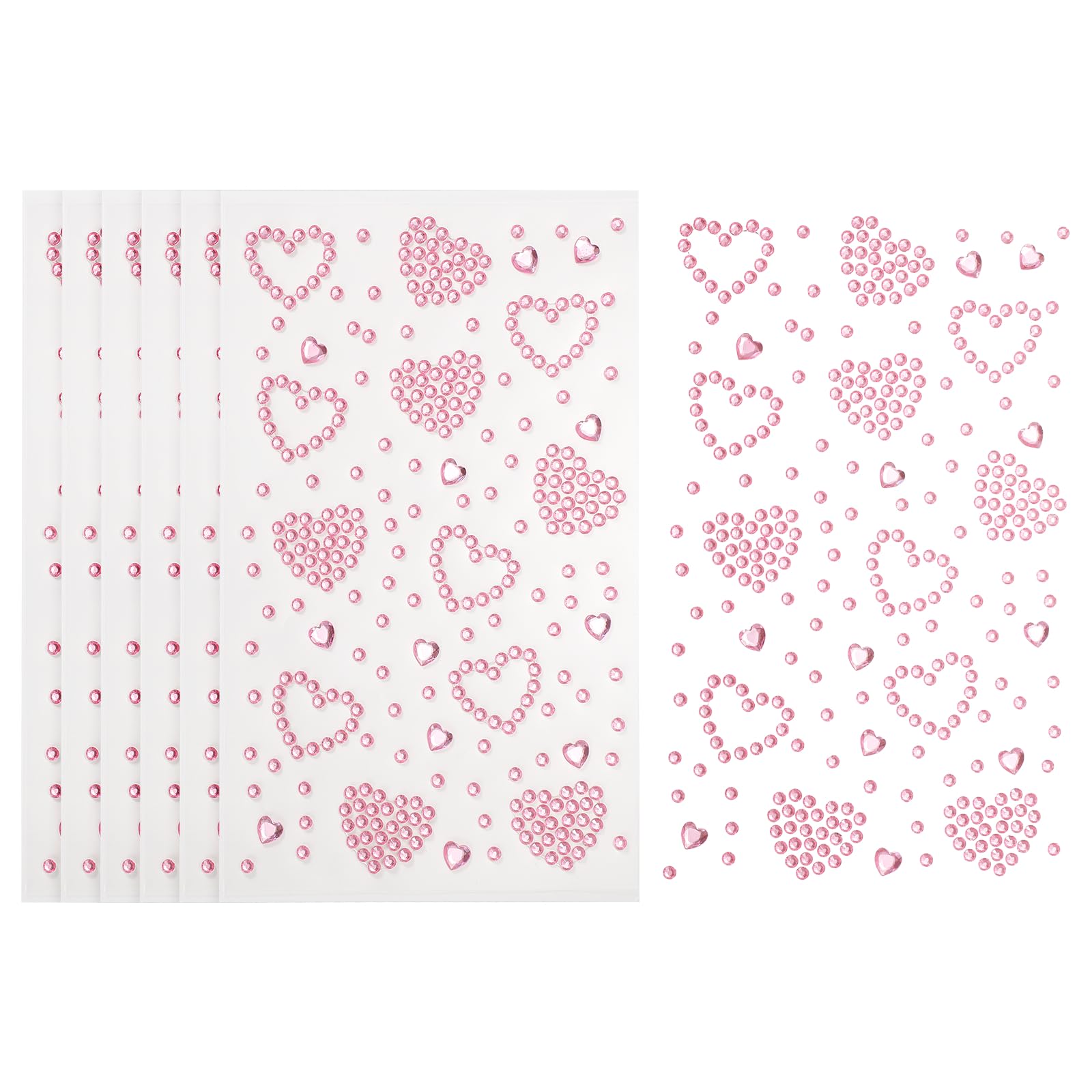 

PATIKIL 6 Sheets Heart Face Gem Self-Adhesive Hair Gem Stickers Face Stickers for Women Eye Hair Body Festival Makeup Rave Accessories Pink
