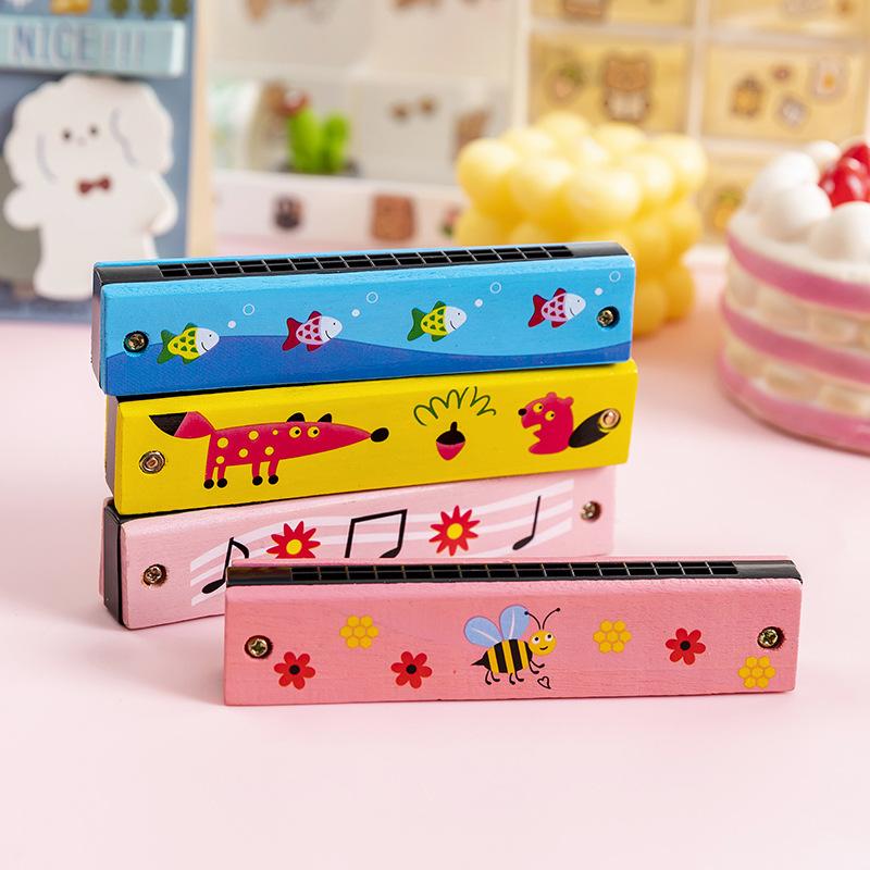 5 Stück Cartoon Holzmundharmonika Musikinstrument Spielzeug für Kinder Geburtstagsfeier Mitgebsel Give-Away Zurück in die Schule Geschenk Pinata Füller