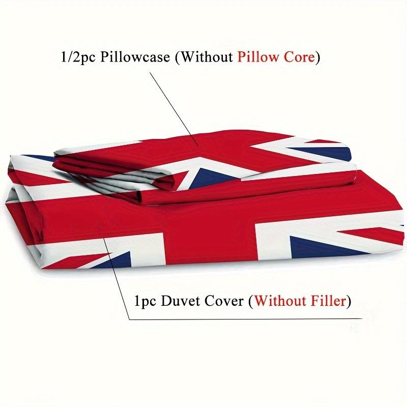 3pcs Britain National Flag Print Duvet Cover Set 1 Duvet Cover+2 Pillowcase All Season Soft Breathable Microfiber Bedding Set