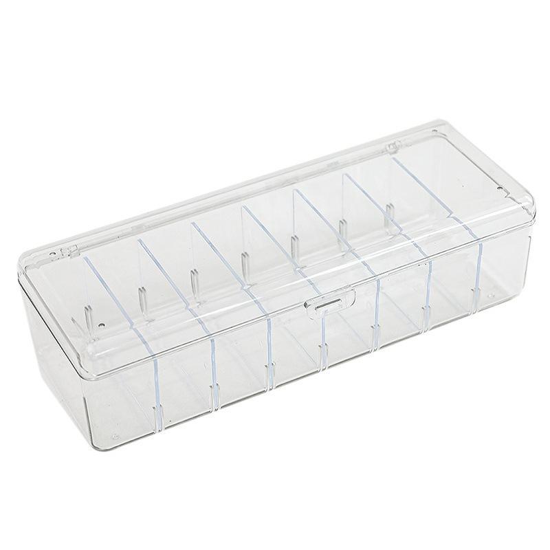 Transparente Kunststoff-Datenkabel-Aufbewahrungsbox Haushalts-Handy-Ladegerät Box mit geteiltem Gitter