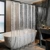 1pc 3D Shower Curtain Liner with Plastic Hooks, 71*71inch / 180*180cm Waterproof Plastic Bath Curtain, Luxury Bathroom Curtain