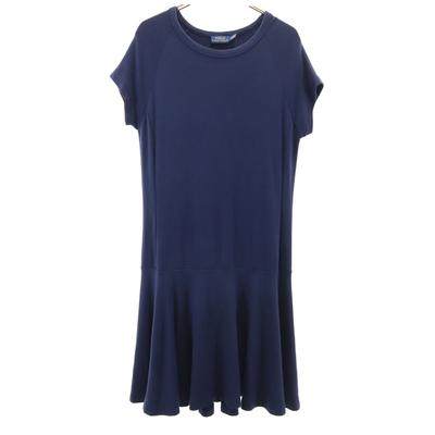 Short Sleeve Long Dress M Navy Women Used