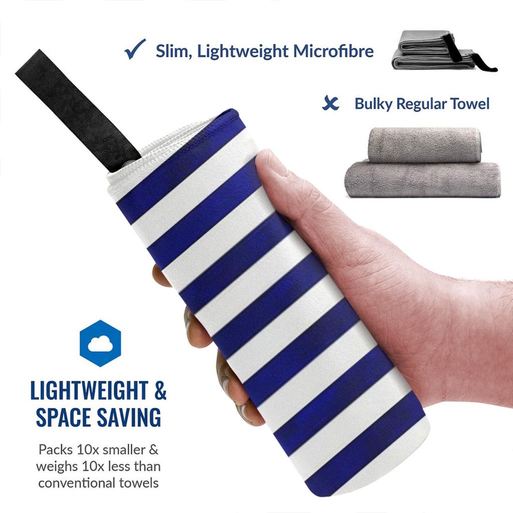 Classic Stripes Navy Blue And White Beach Towel Soft Microfiber Quick Dry Absorbent Quick Towels For Yoga