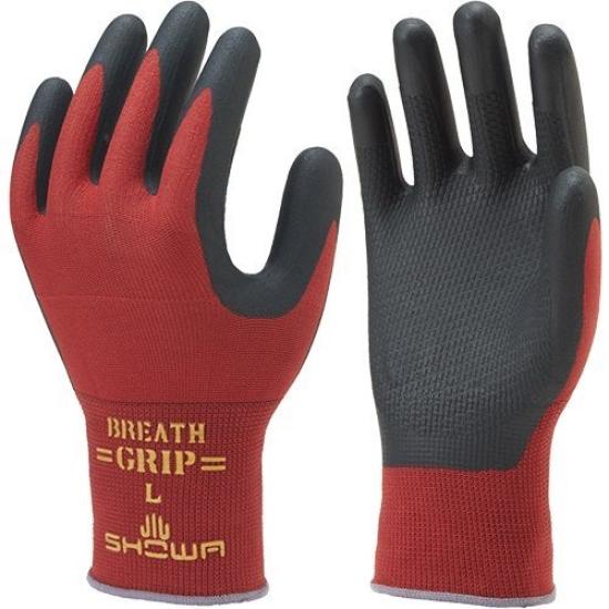 SHOWA Breath Grip Gloves Red L Product 380R Type-R (10 pairs) Color Size (Gray Hem) Number