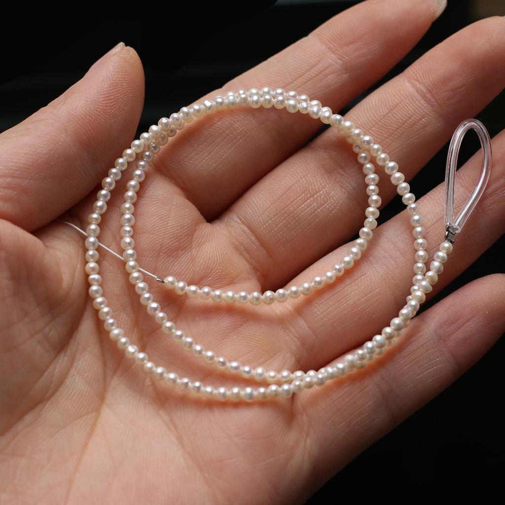 1String, White Natural Freshwater Pearls, Boho Handmade Round Pearl Beads for Jewelry Making DIY Necklaces Crafts (Beads 2-2.5mm, Length 36cm)