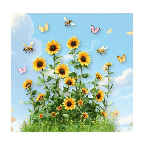 Glasaufkleber Wasserdicht PVC Doppelseitiges Design Sonnenblumenmuster Fensteraufkleber Glastüren Fenster Heimdekoration