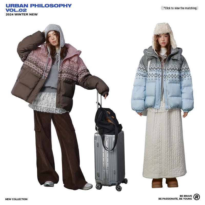 UNIFREE Fair Isle Retro Puffer Down Jacket