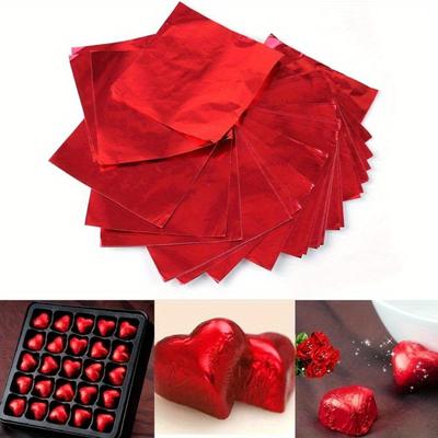 100 Pieces/pack, 15 * 15 Cm/6 * 6 Inches, Aluminum Foil Candy Packaging Paper, Aluminum Foil Chocolate Candy Packaging Paper, Used for Homemade Candy