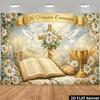 2D First Communion Backdrop Mi Primera Comunión Bible Dove Party Photo Banner