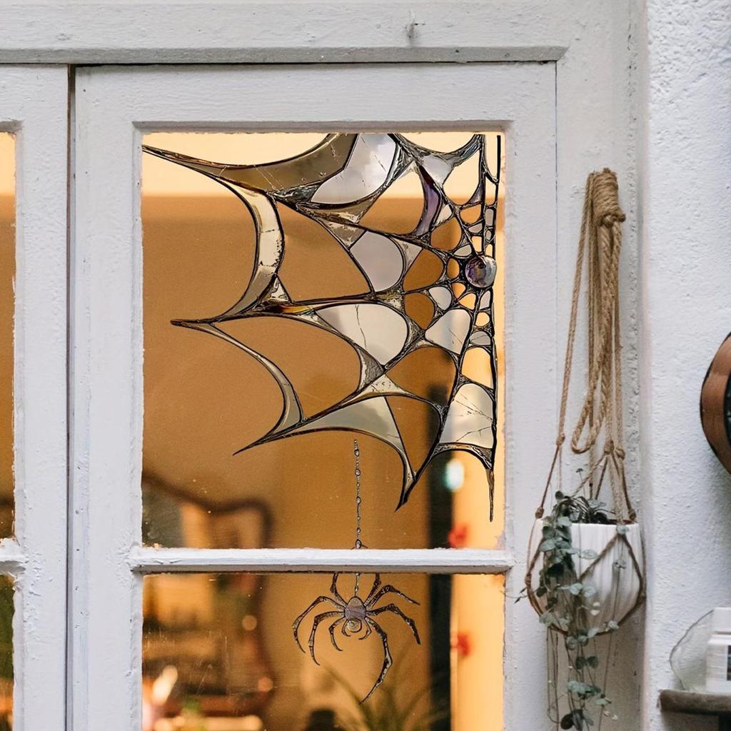 2D Flat Halloween spider web holiday decoration bedroom windowsill stickers double-sided printing visible electrostatic  film