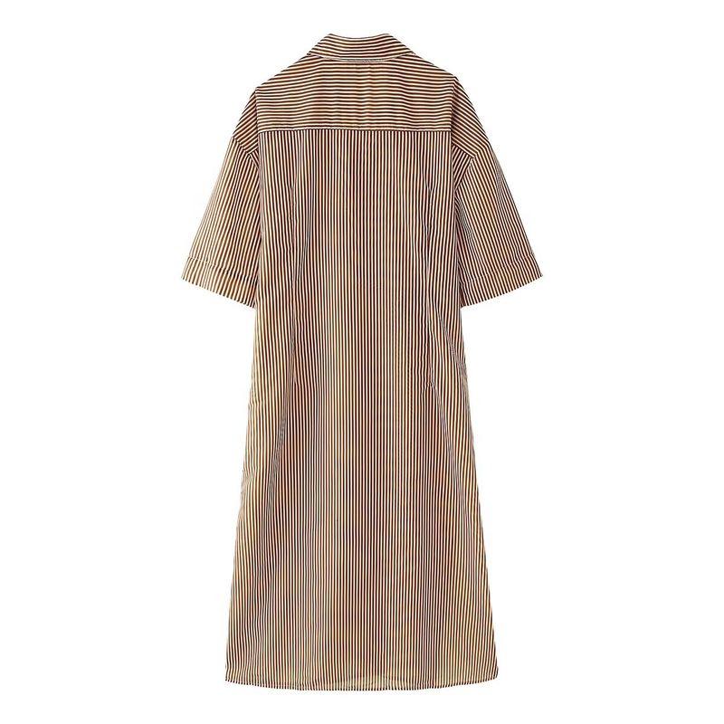 Jnleaog Spring New Arrival Women's Clothing Fashion Style French Fashion Design Stripes Tencel Shirt Style Dress