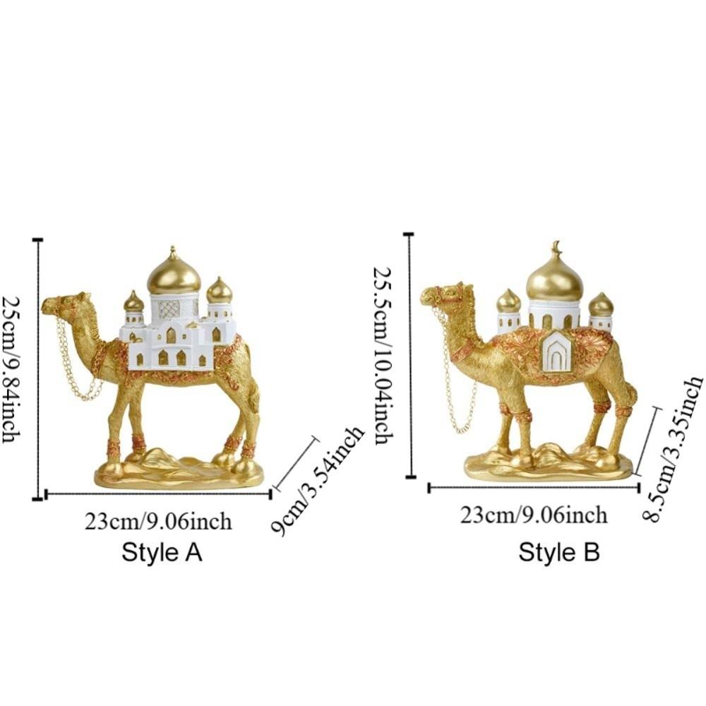 Gold Eid Mubarak Camel Statue Resin Camel Sculpture Light Luxury Ramadan Camel Figurine  Party