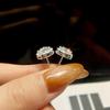 S925 Silver Gorgeous Shiny 0.5-1CT Moissanite Round Earrings for Women Engagement Wedding High Quality Jewelry Gift
