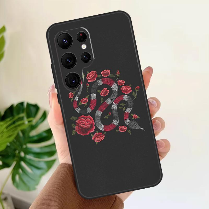 Snake Flower Soft Case For Samsung Galaxy S25 S24 S23 S22 S21 Ultra S9 S10 Plus S23 FE S24 FE Phone Cover