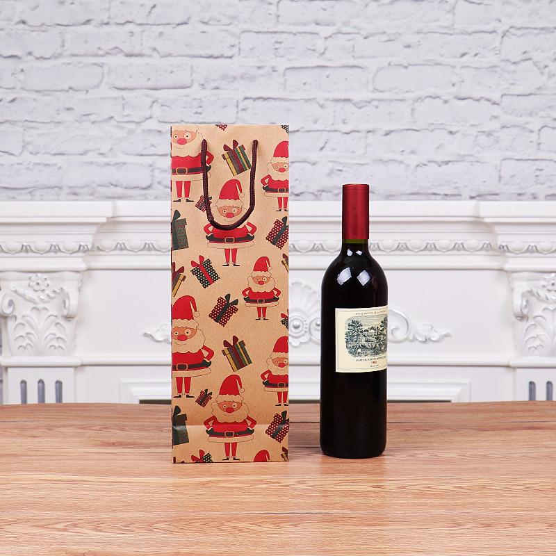 Christmas Cartoon Santa Kraft Wine Bag for Table Décor