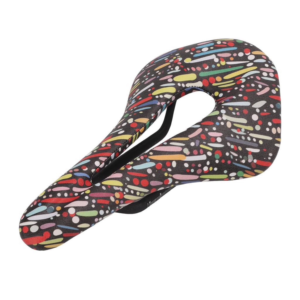 Bicycle Leather Soft Saddle Double Track Seat Tube Mountain Bike Hollow Seat Cushion for CyclingBlack