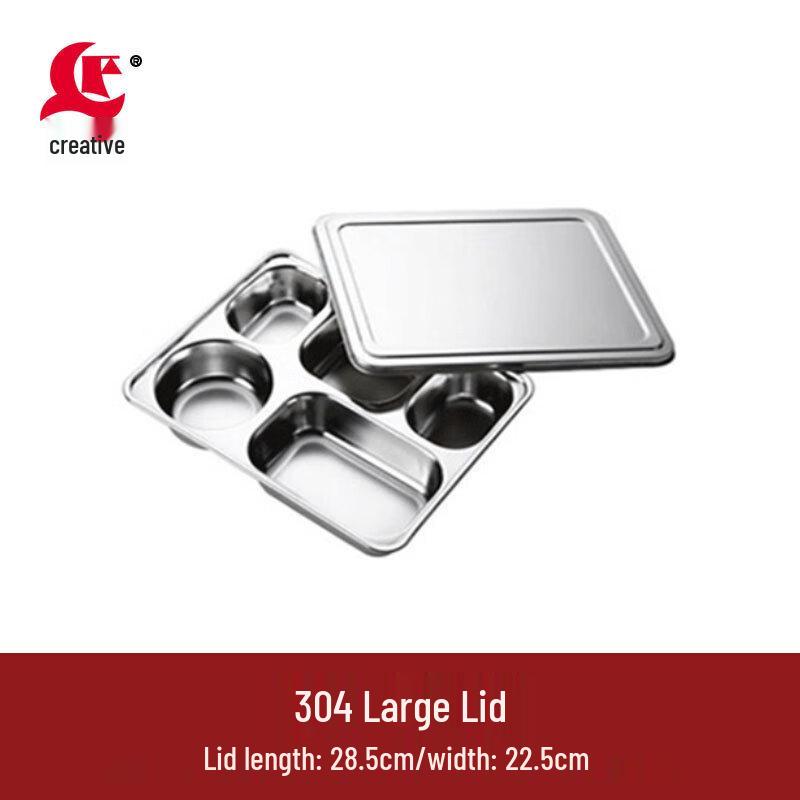 

304 Stainless Steel Divided Food Tray with Lid