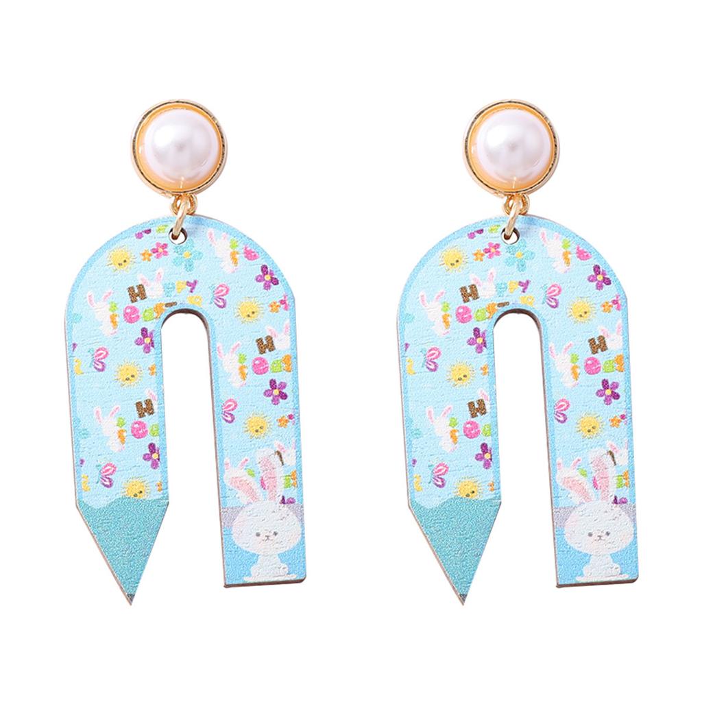 Children's fun painted printing wooden stationery modeling earrings cute college style personalized vacation travel women's models
