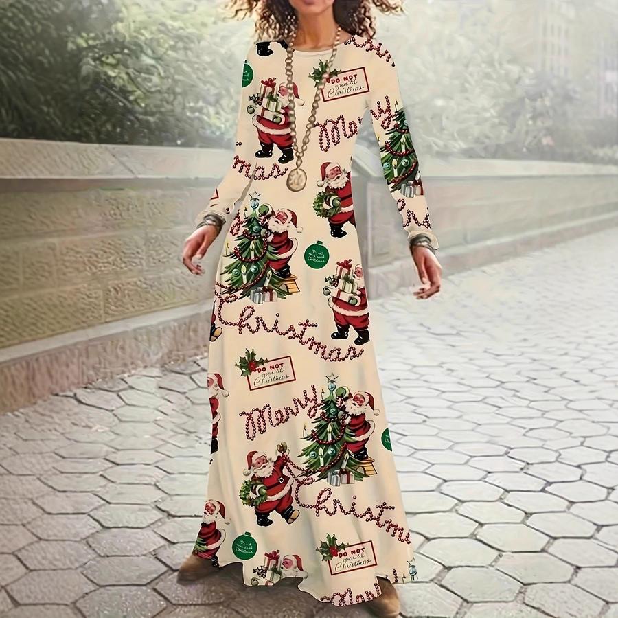 Printed Wholesale Women's Fall/Winter Long Sleeve Dress - Christmas Sale