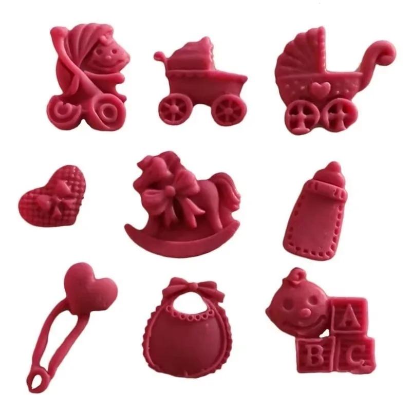 Baking Molds DIY Flip Sugar Cakes Baby Carriages Baby Bottles Letters Trojans Toys Silicone Clay Mold Bakeware