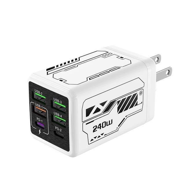 240W Multi-Port Smart Travel Charger with 4 USB-A & 2 USB-C PD Ports