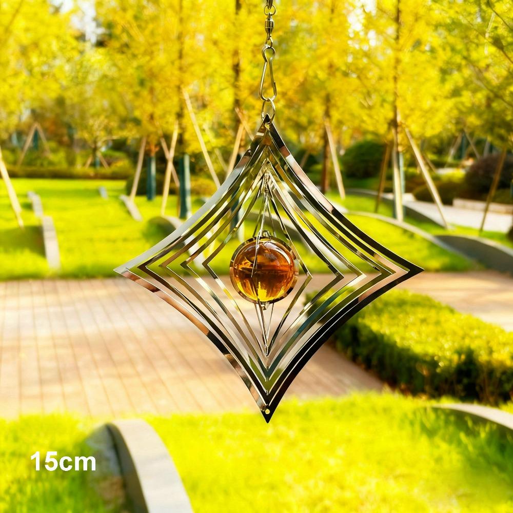 3D Flowing Wind Spinner 10/15cm Stainless Catcher Hanging Decor 10 Styles Yard Garden Mirror Rainbow