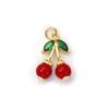 1 Piece Brass Charms 18K Gold Plated Red Cherry Fruit Cubic Zirconia Pendants For Necklace Bracelet Earrings Jewelry Making
