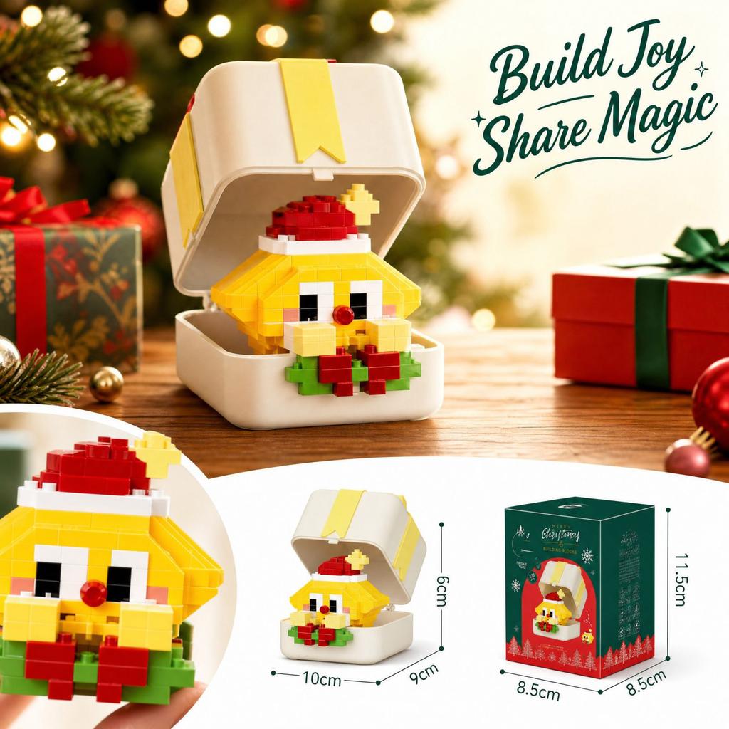 Christmas Building Set for Kids, Holiday Toy Bricks with Festive Colors, Creative DIY Building Kit, Fun Party and Stocking Stuffer