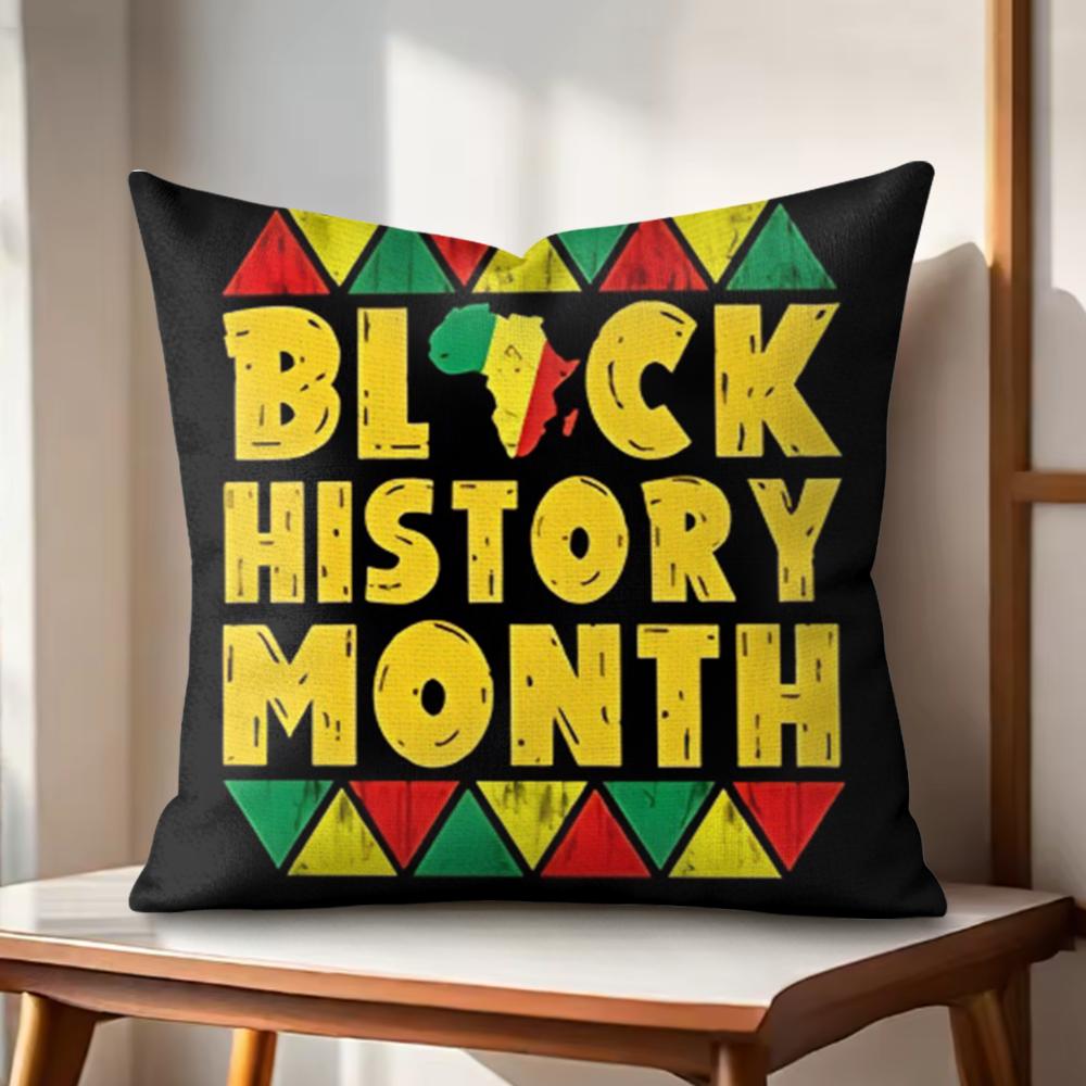 Fun Black History Month Cushion Cover Natural Linen Organic Fabric DoubleSided Printing Couch Pillow Covers Home Decor