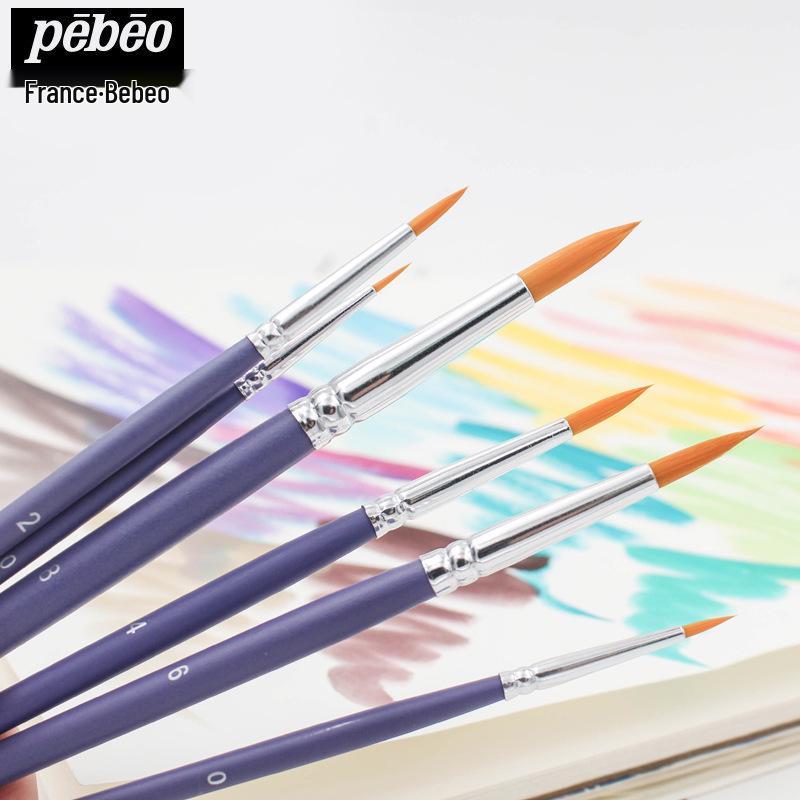 Beibiao 8-Piece Nylon Brush Set for Watercolor, Gouache, Acrylic, and Oil Painting