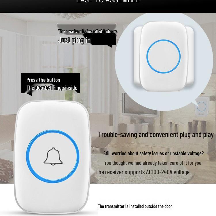 Long-Range Wireless Remote Control Doorbell with Smart Pager