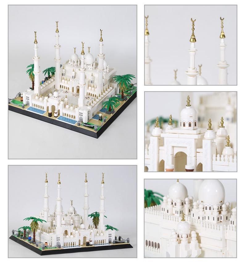 1463 Teile Sheikh-Zayed-Moschee-Abu Dhabi Bausteine Bau Architektur Bauziegel Spielzeug Geschenk für Erwachsenen Kind